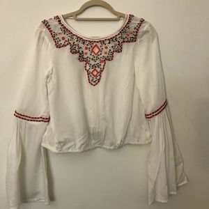 H&M Bell Sleeve Embroidered Top